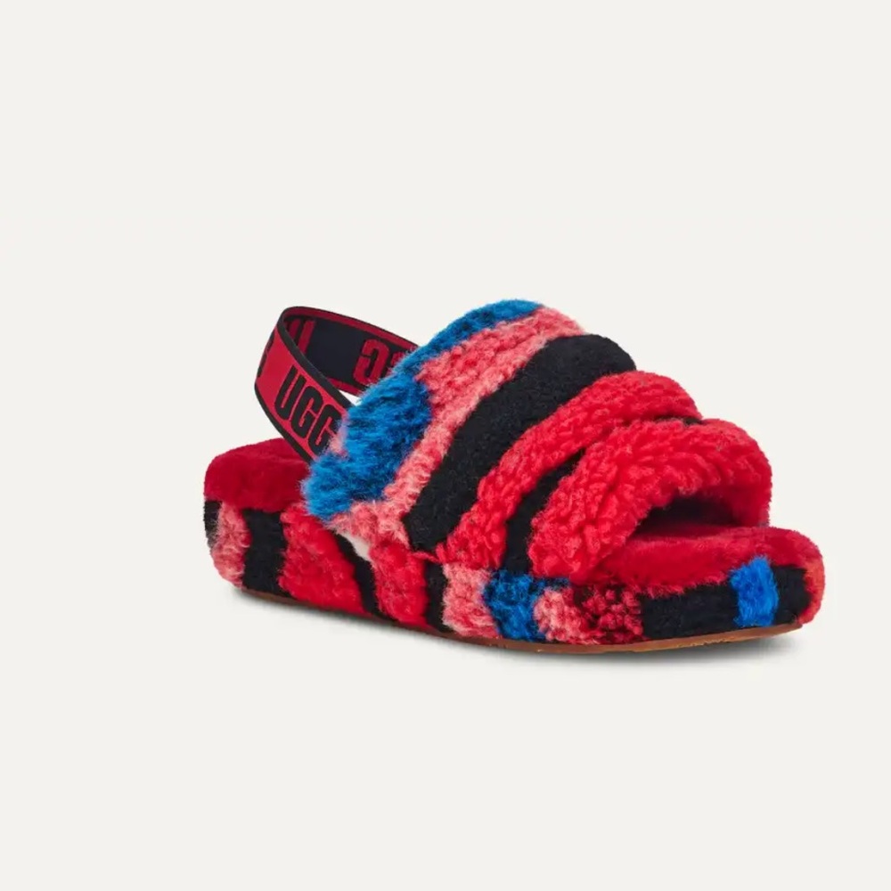 UGG Fluff Oh Yeah  Pink Panther Slides Sheepskin Slippers Slides Sz 9